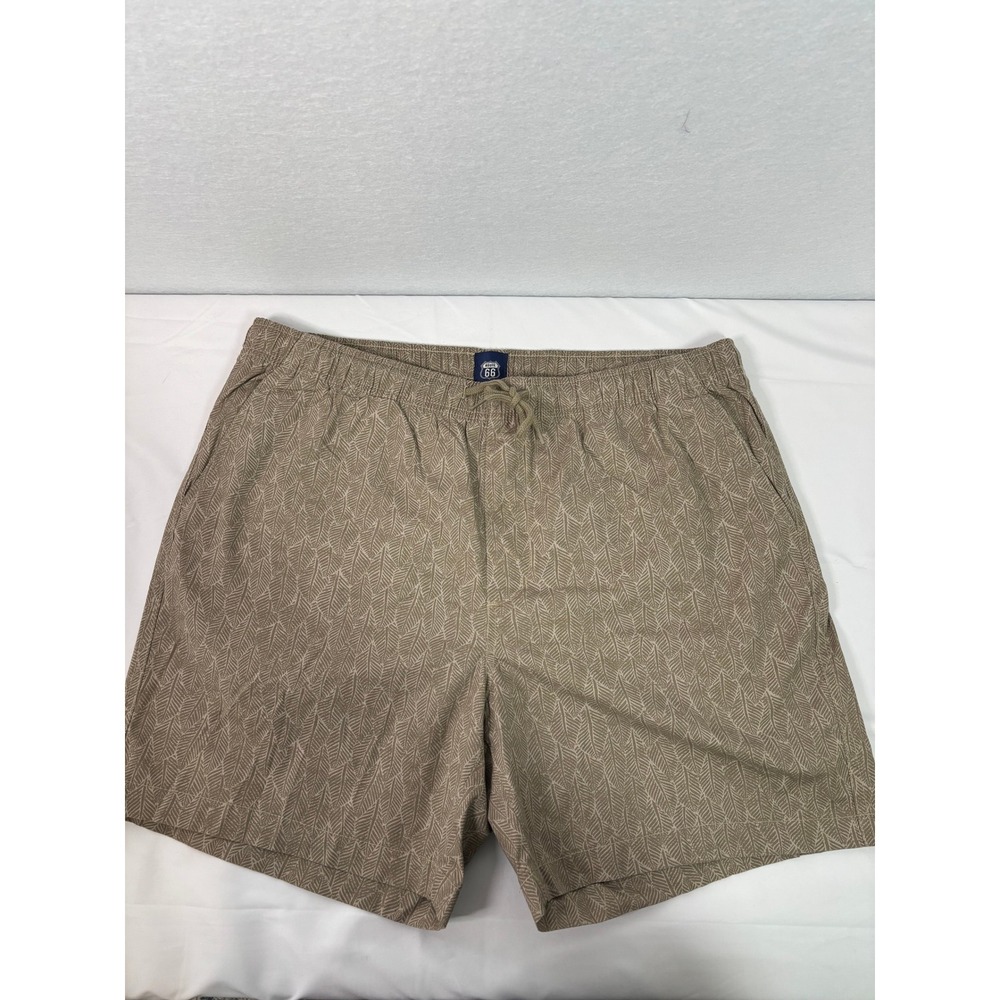 Route 66 Mens XL Tan Khaki Geometric Pattern Elastic Waist Drawstring Shorts